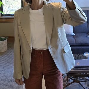 Victor Alfaro Satin Champagne Women's Lined Blazer | 10